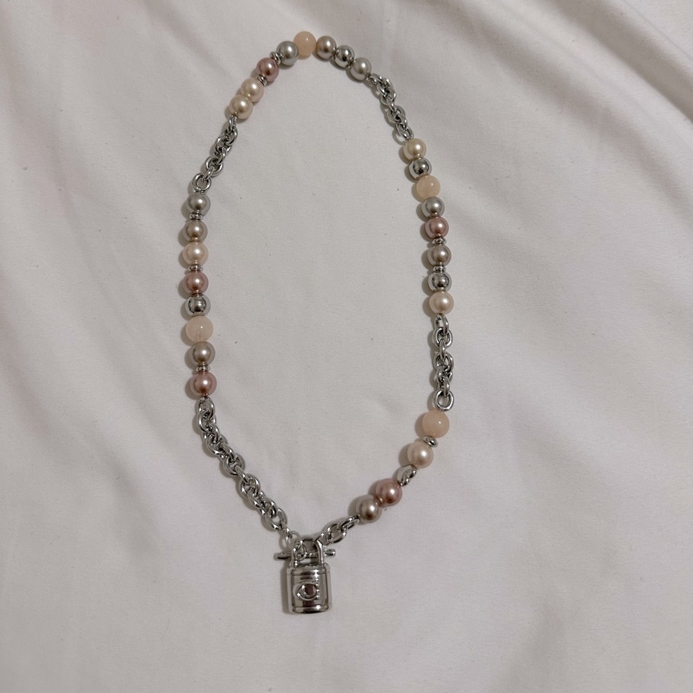 Coach Pearl and Padlock Necklace